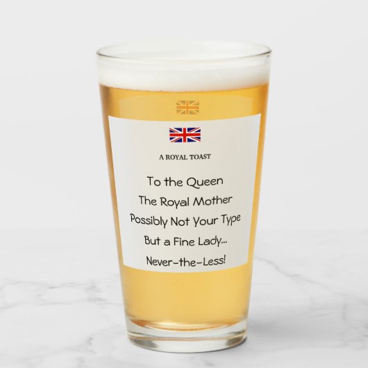 Verre Queen's Royal Toast Funny Novelty Beverage Glass (Devant (rempli))