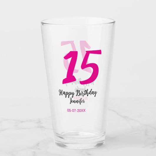 Verre quiencenera 15e anniversaire ajouter date année te (Devant)
