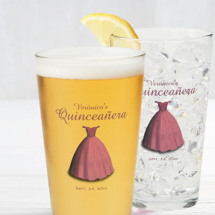Verre Quinceañera fête robe rouge bière