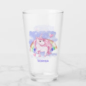 Verre Rainbow Unicorn Nom personnalisé (Dos)