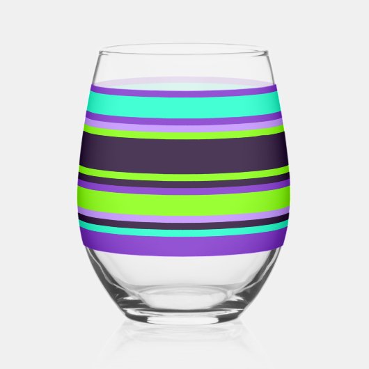 Verre rayé - violet, aqua et chartreuse (Gauche)