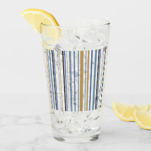 Verre Rayures de Couleurs Bleu Or et Plage Blanche