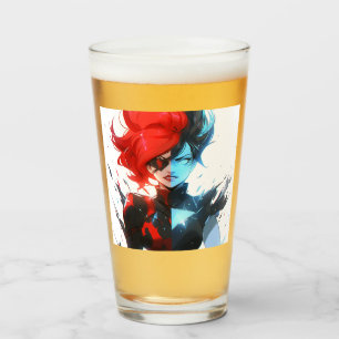 Verre Red Blue Fire Ice Comic Style Anime Girl