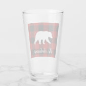 Verre Red Buffalo Plaid & Bear | Nom personnel Cadeau (Dos)