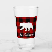 Verre Red Buffalo Plaid & Bear | Nom personnel Cadeau (Devant)