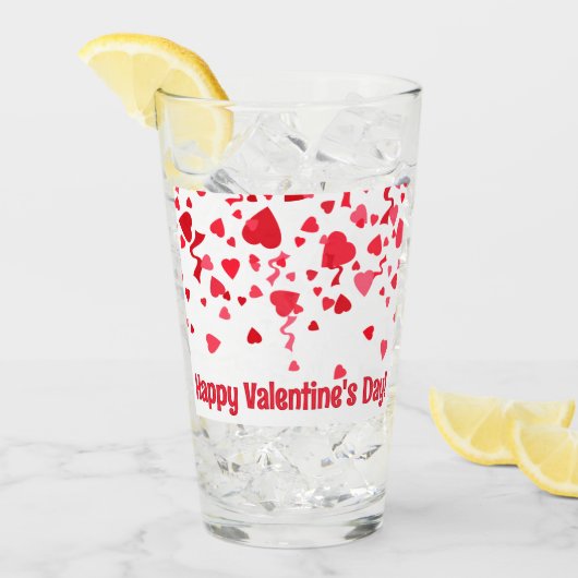 Verre Red Confetti Valentine Coeurs Personnalisé (Devant glace)