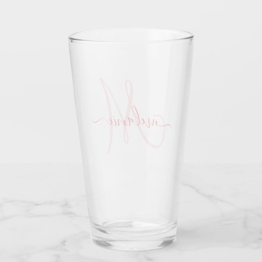 Verre Red Custom Monogramme Nom écriture moderne (Dos)