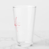 Verre Red Custom Monogramme Nom écriture moderne (Gauche)