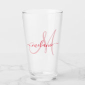 Verre Red Custom Monogramme Nom écriture moderne (Devant)
