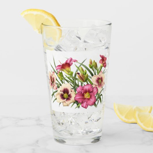 Verre Red Daylilies Floral (Devant glace)