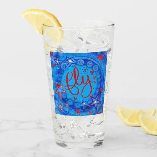 Verre Red White Blue Stars Inspirer Vol (Devant glace)