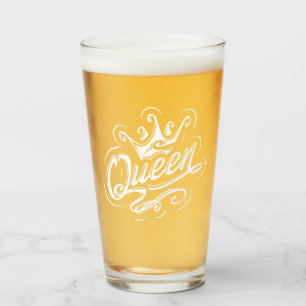 Verre Reine avec couronne, conception de la typographie