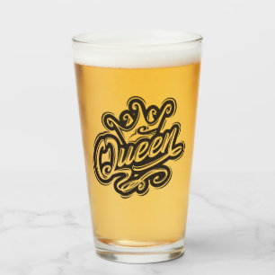 Verre Reine avec couronne, conception de la typographie