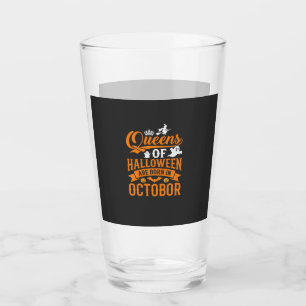 Verre Reines d'Halloween nées en octobre Typographie Vin