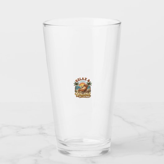 Verre Relax & Unwind Chat de Plage Design de Gravure Vin (Devant)