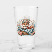 Verre Renard floral en panier avec courtepointe et fleur (Devant)