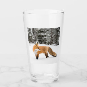 Verre Renard rouge de la neige blanche