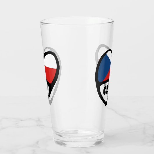 Verre République tchèque Code pays Coeur du drapeau, CZE (Droite)