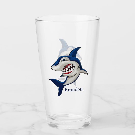 Verre requin de plage cool ajouter le nom (Devant)