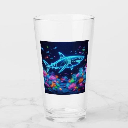 Verre Requin néon coloré (Devant)