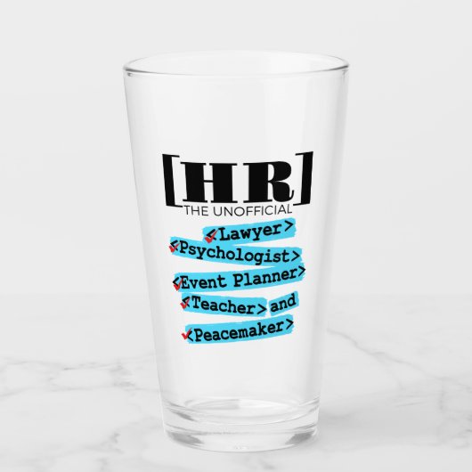 Verre Ressources humaines RH non officielles amusantes (Devant)