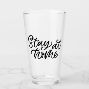 Verre Restez à la maison Police de fantaisie
