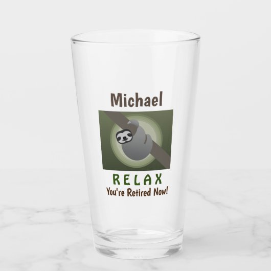 Verre Retraite Happy Cute Funny Lazy Sloth Beer Pint (Devant)