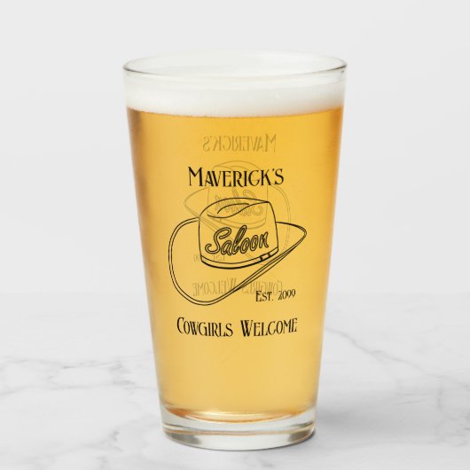 Verre Retro Cowboy Saloon de la bière à pinte (Devant (rempli))
