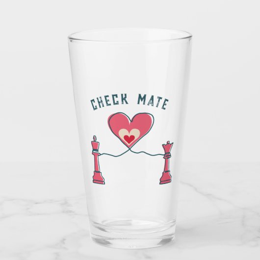 Verre Retro Lovely Fun Valentine Dons Checkmate Chess (Devant)