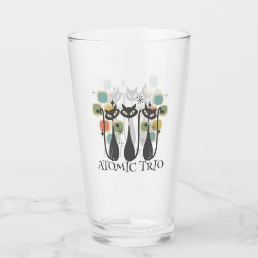 Verre Retro Mid Century Black Atomic Cats MCM (Devant)