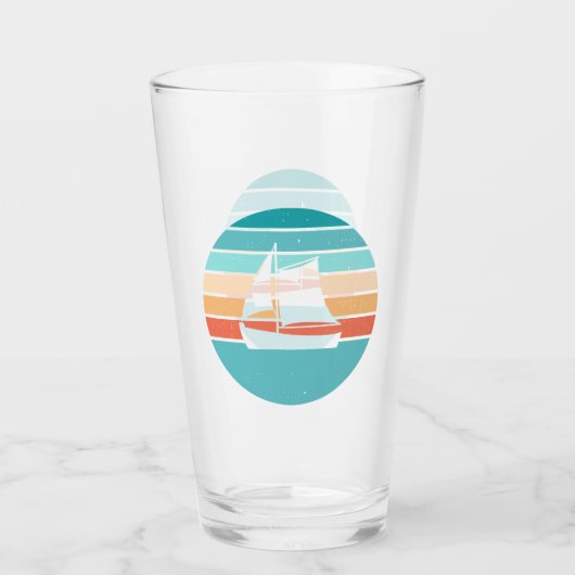 Verre Retro Sunset Effet Perdu + Voilier (Devant)