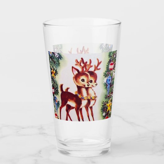 Verre rétro vintage Noël renne vacances (Devant)