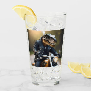 Verre **"Rex débridé : T-Rex en cuir sur une moto
