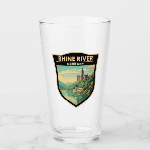 Verre Rhin River Allemagne Section Voyage Art Vintage
