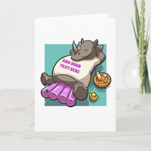 Verre Rhino op een Lilo Funny Cartoon-teken Kaart