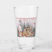 Verre Rinder d'aquarelle rose, Snowman Joyeux Noël (Devant)