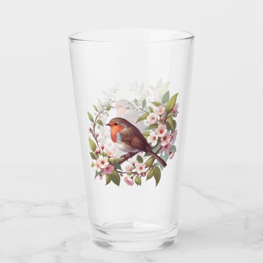 Verre Robin Parmi Les Fleurs Boire (Devant)