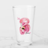 Verre Rose exotique moderne Flamant rose Aquarelle (Devant)