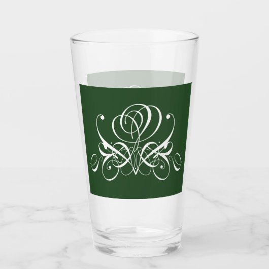 Verre Rose fleuri blanc et vert (Devant)