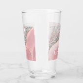 Verre Rose or rose Parties scintillant marbre Monogramme (Droite)