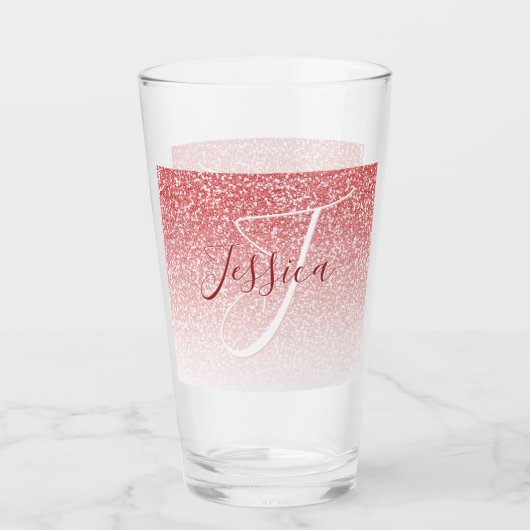 Verre Rose Parties scintillant Or Ombre Moderne Monogram (Devant)