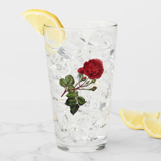 Verre Rose rouge à longue tige (Devant glace)