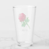 Verre Rose rouge avec feuilles vertes (Dos)