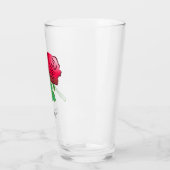 Verre Rose rouge avec feuilles vertes (Gauche)