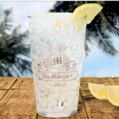 Verre Rose victorien Gold Couronne Monogram Pint Bar Gla