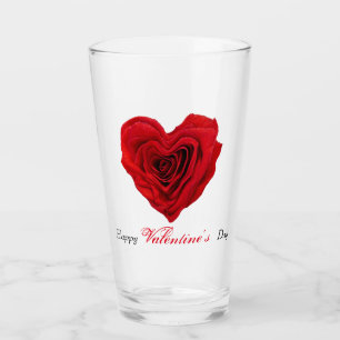 Verre Roses rouges en forme de coeur Saint Valentin