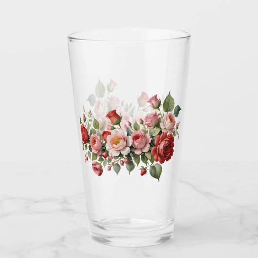 Verre Roses rouges et roses (Devant)