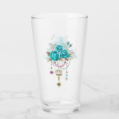 Verre Roses turquoise avec touches (Dos)