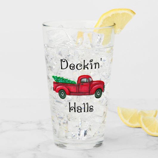 Verre rouge de boissons de camion de Noël de halls (Dos glace)