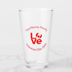 Verre Rouge du drapeau canadien AMOUR Texte personnalisé